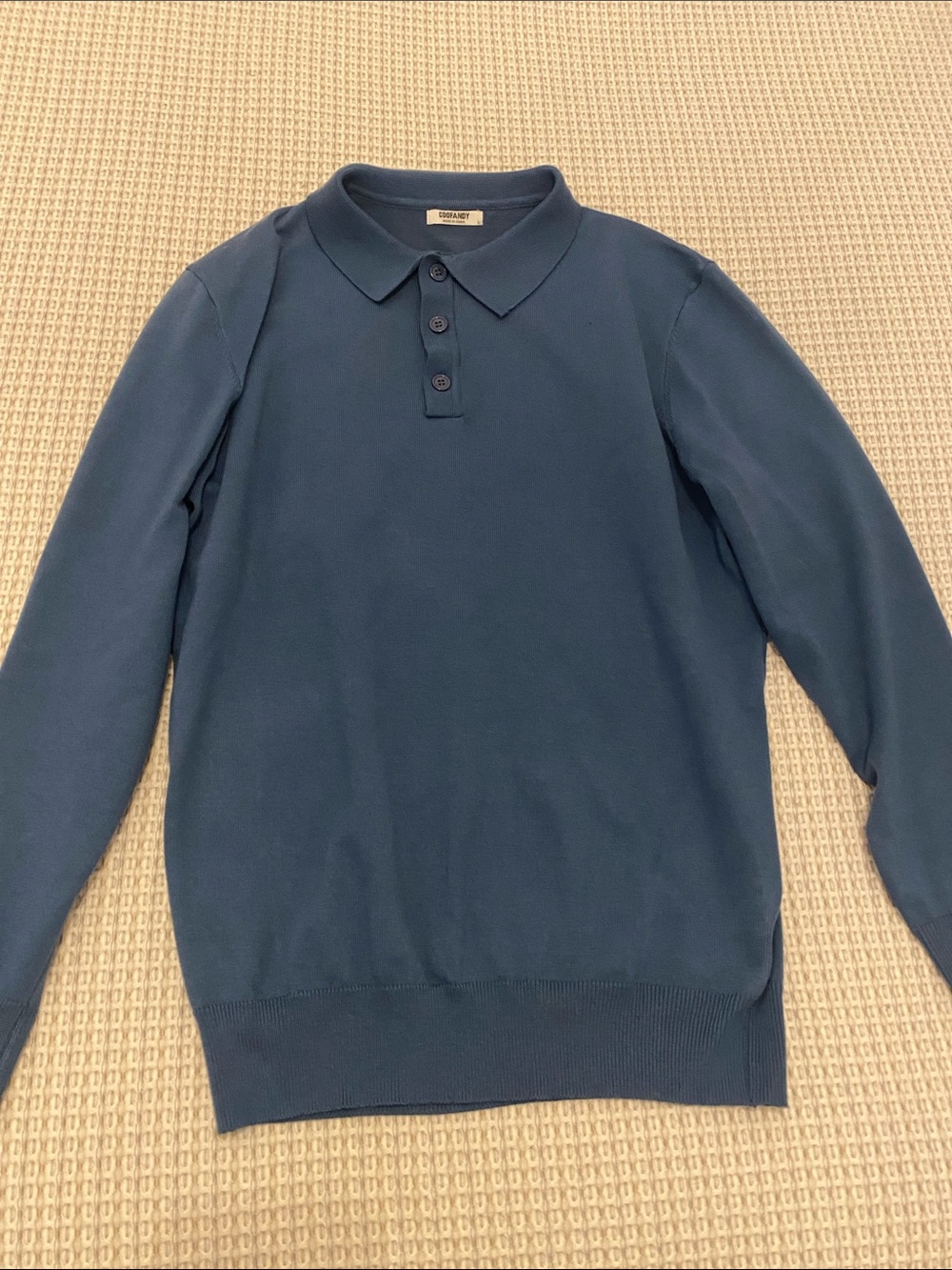 Coofandy Classic Men's Long-Sleeve Polo in Deep Blue